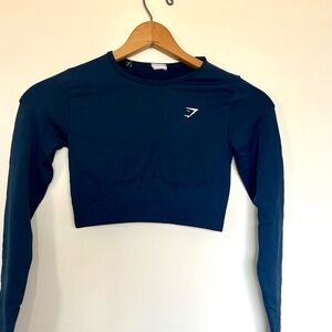 Gymshark Navy Everyday Seamless Long Sleeve Crop Top